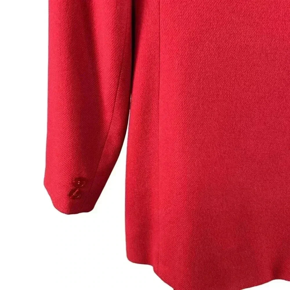 DUMAS Womens Sz XL 100% Pure Wool Blazer Lined Holiday Red Career Wear Old Money - Picture 6 of 16